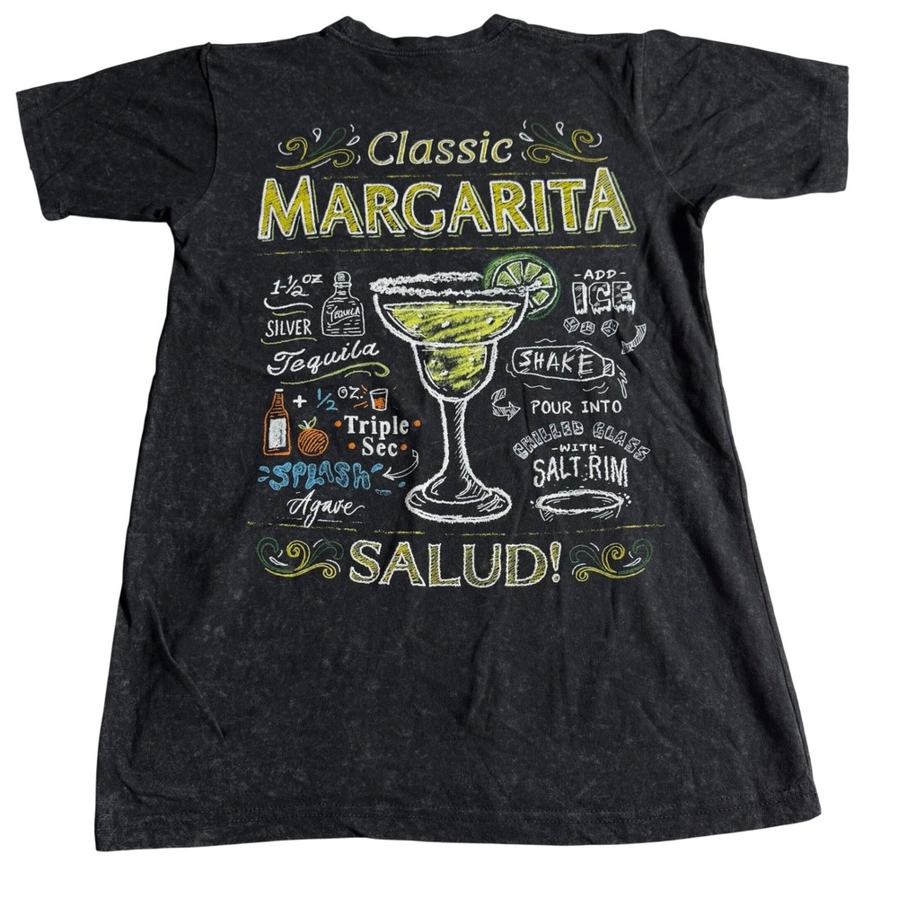 Changes Margarita Recipe Graphic Tee Shirt Black Mineral Wash Small NWOT - Picture 6 of 8